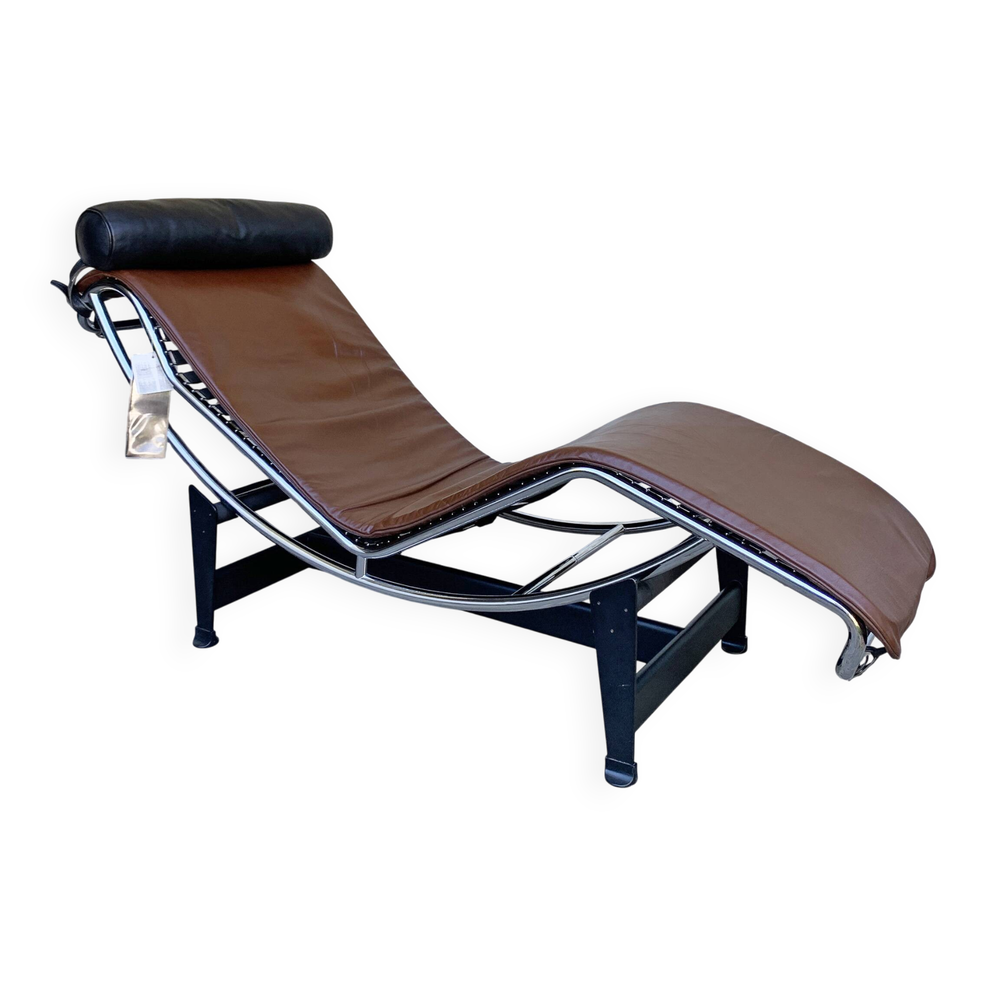 LC4 brown leather by Le Corbusier, Jeanneret & Perriand, Cassina, 1980