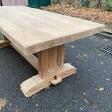 Restored 19th century solid oak monastery dining table, 215cm