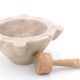 Marble mortar and wooden pestle, nineteenth century