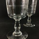 Set of 6 water glasses and 6 crystal wine glasses XIXth