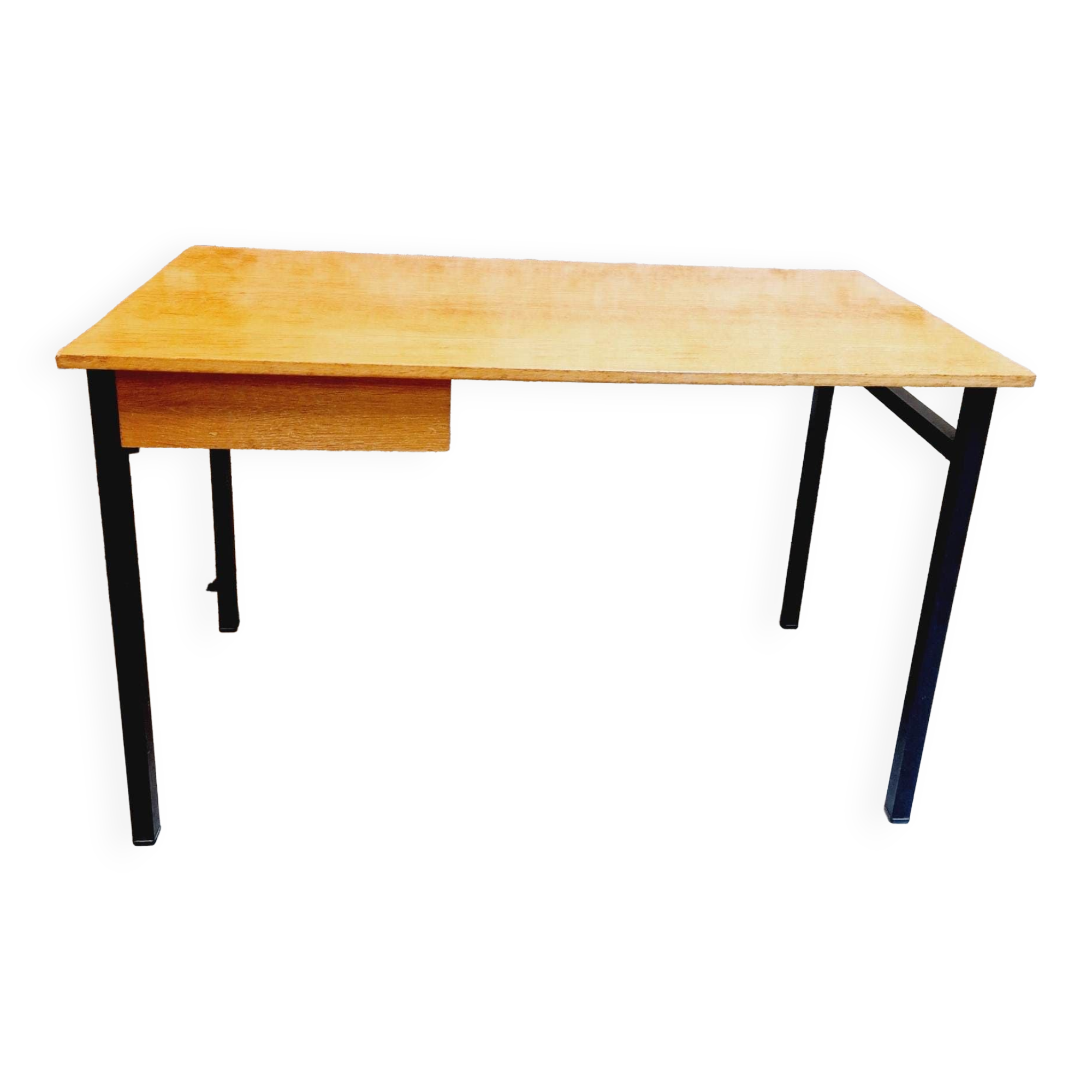 Wood and black metal desk