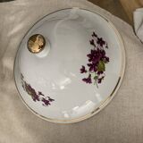Henneberg service 1777 in white and purple porcelain with a gold rim — set of 3 (1960s)