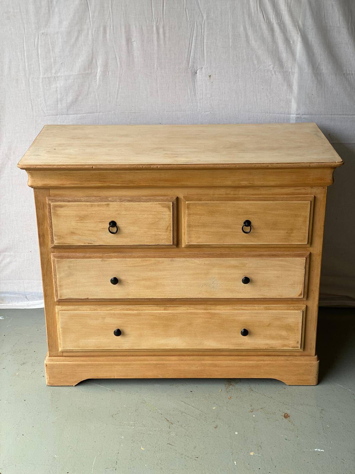 Vintage Louis Philippe chest of drawers renovated in raw wood