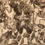 Abstract drawing laminated on mica.