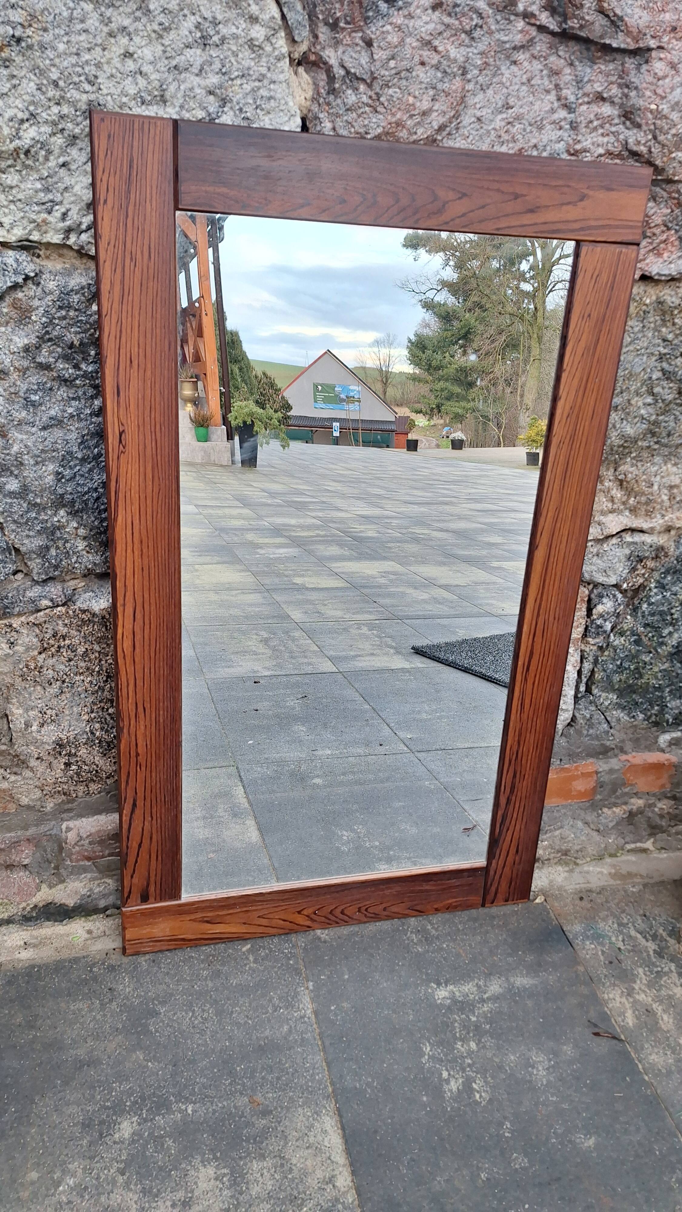 Big rosewood wall vintage mirror, 1970s