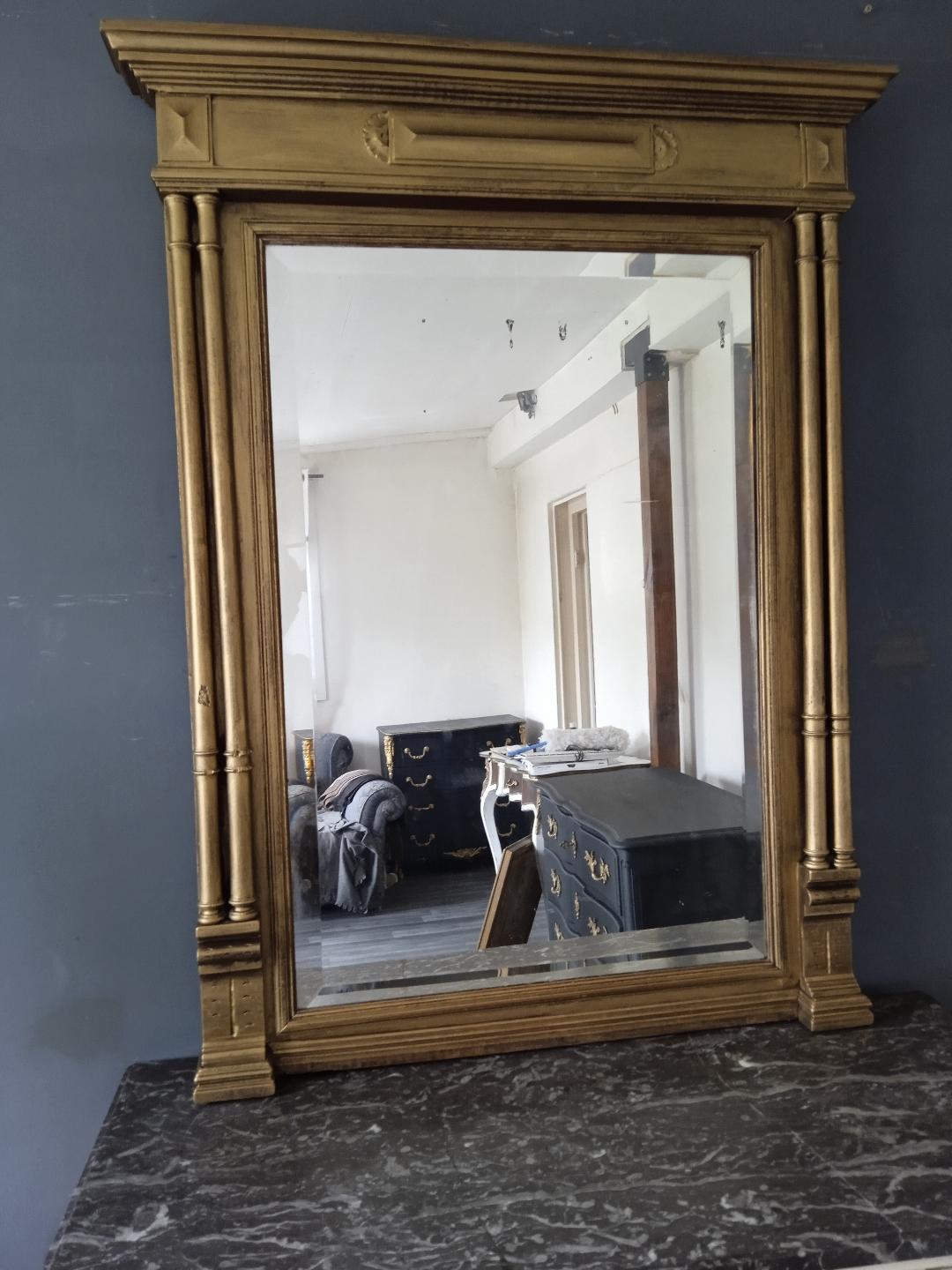 Antique gilded trumeau mirror 93x120cm