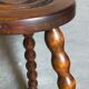 Tripod stool solid wood turned vintage