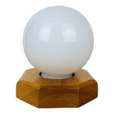 Opaline globe pine lamp from the 60s