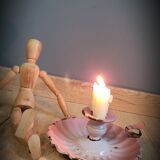 Candle holder enamelled pink cellar rat