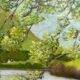Oil painting on canvas, landscape of the Seine, 75x56cm.