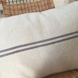 Large grey striped hemp cushion 60 x 40cm