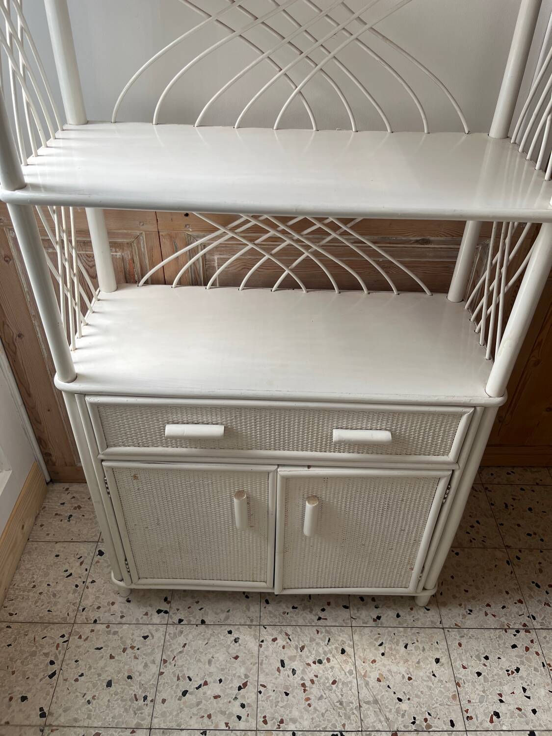 Rattan bookshelf shelf