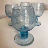 Set de 4 verres gobelets à pied en verre bullé de Biot 1960