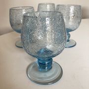 Set of 4 glasses cups on foot in bulled glass from Biot 1960
