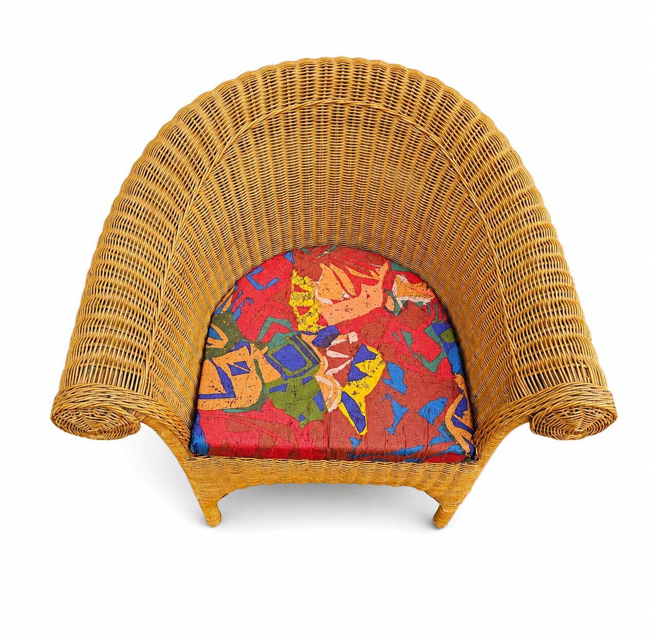 2 x rattan  arm chairs 1980s with original upholstery