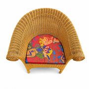 2 chaises en rotin des années 1980 avec rembourrage d'origine