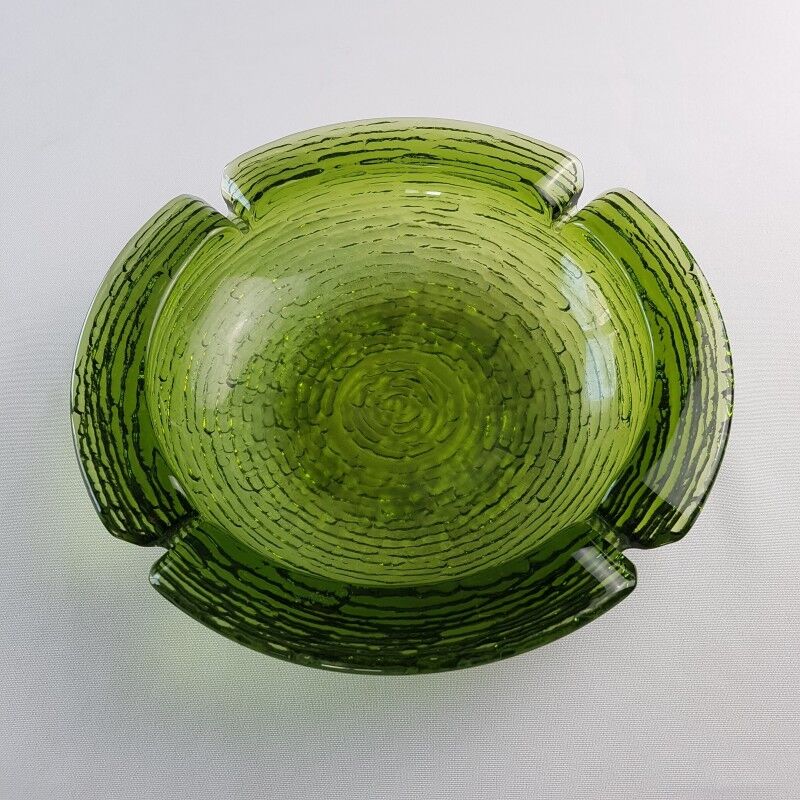 Green molded glass ashtray