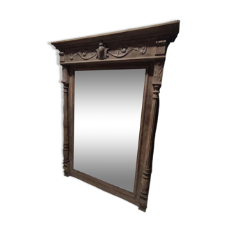 Miroir trumeau bois sculpté aérogommé biseauté taille 101x135cm