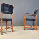 Vintage Spanish leather and wood dining chairs, set of 6 - 1970s