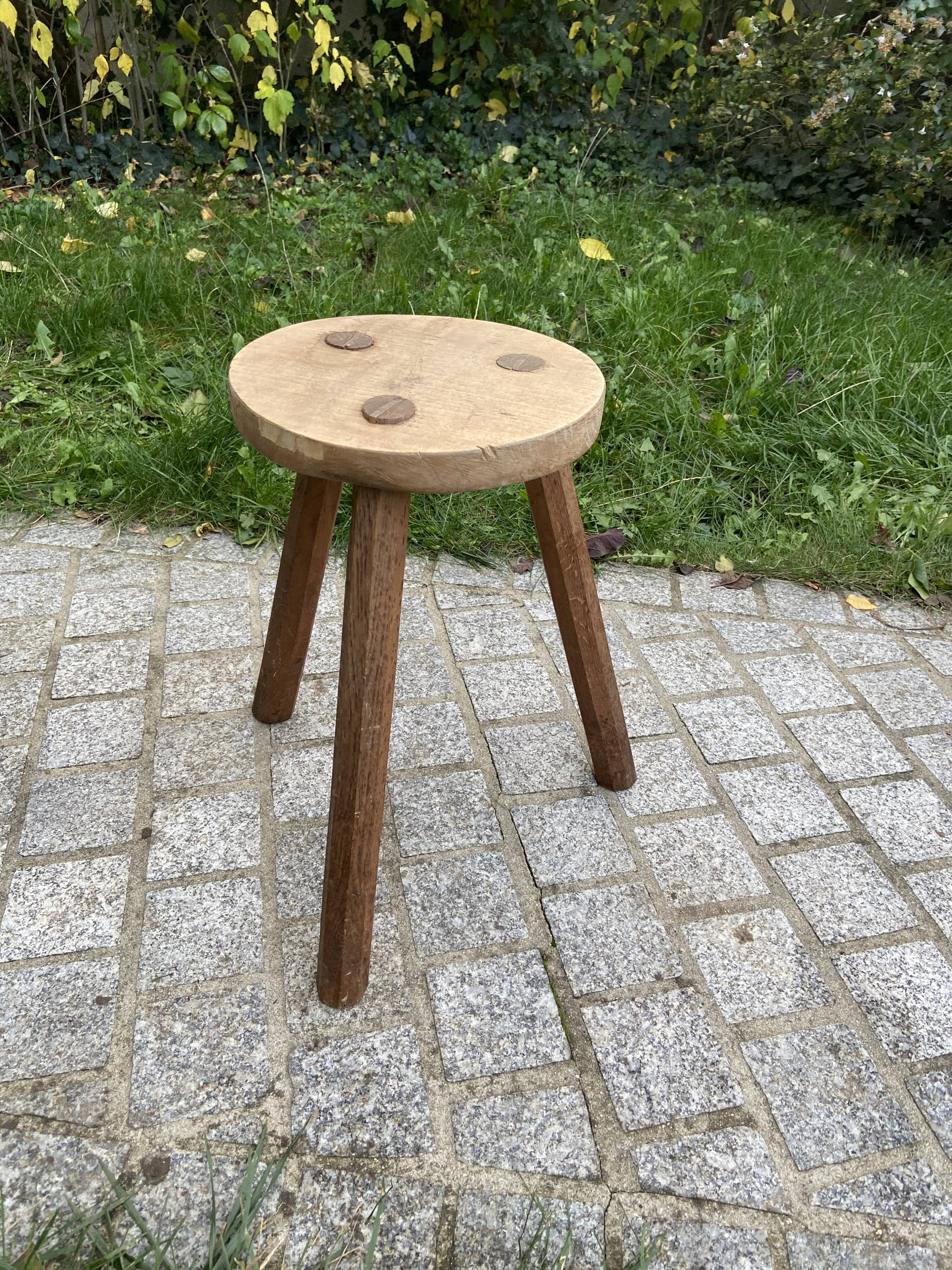 Brutalist tripod farm stool 1950