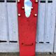 Red coat rack 1950 mirror free form brass hooks
