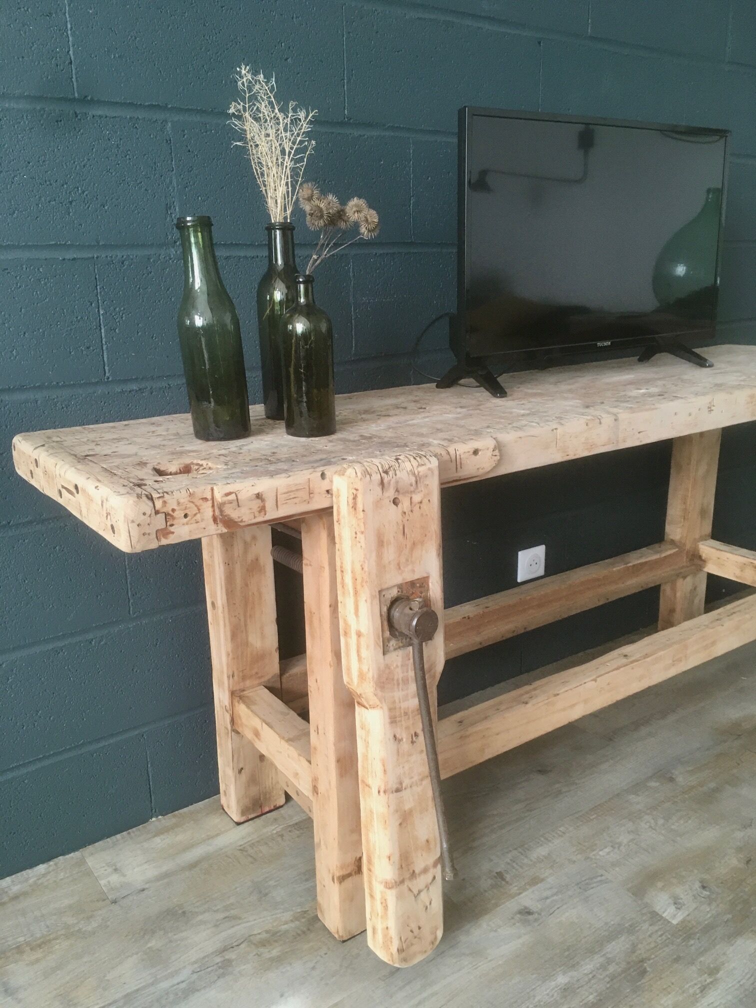 Antique workbench in light wood