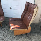 Scandinavian leather sofa and armchair set