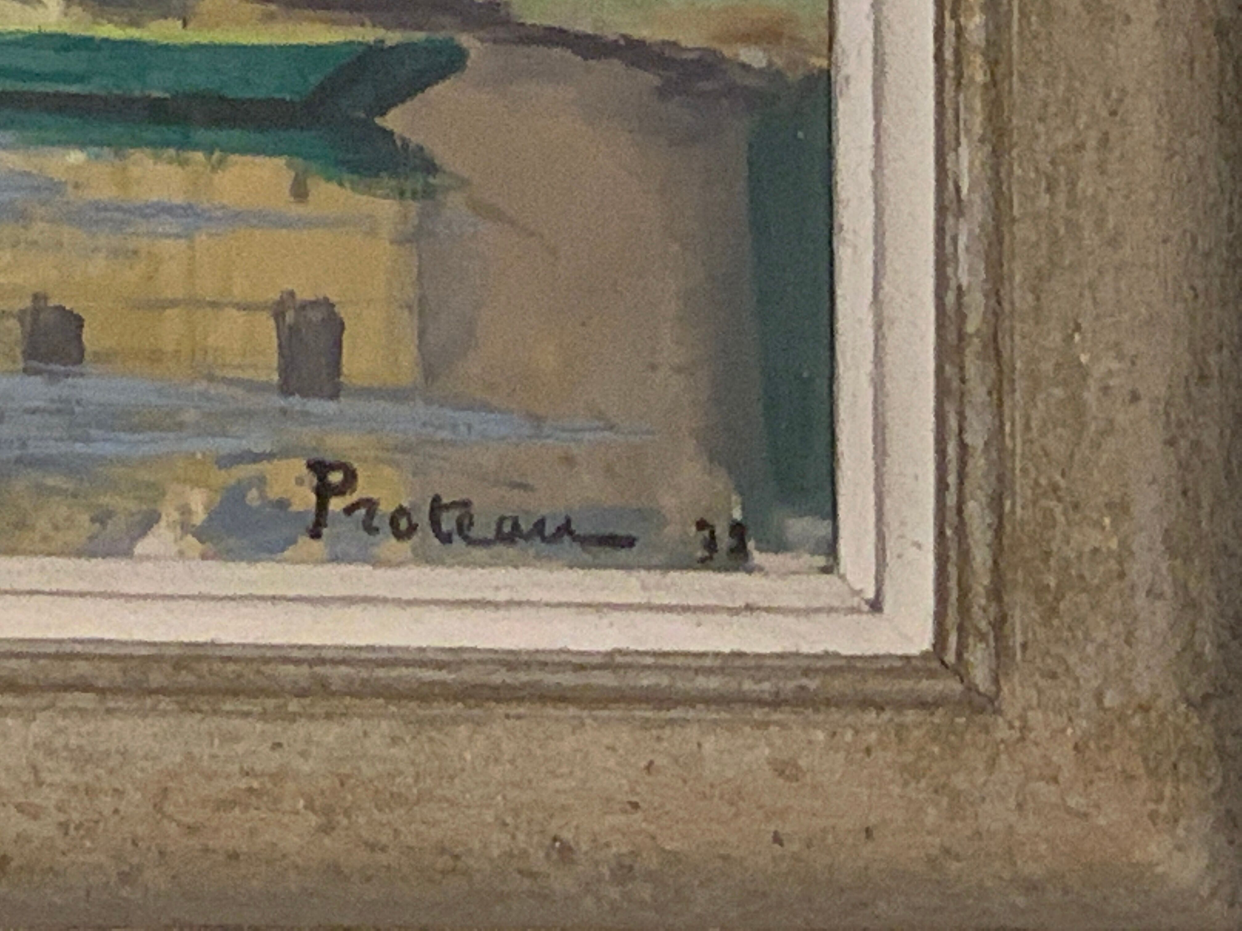 Maison et barque huile sur toile