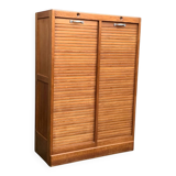 Antique oak tambour door filing cabinet, H120