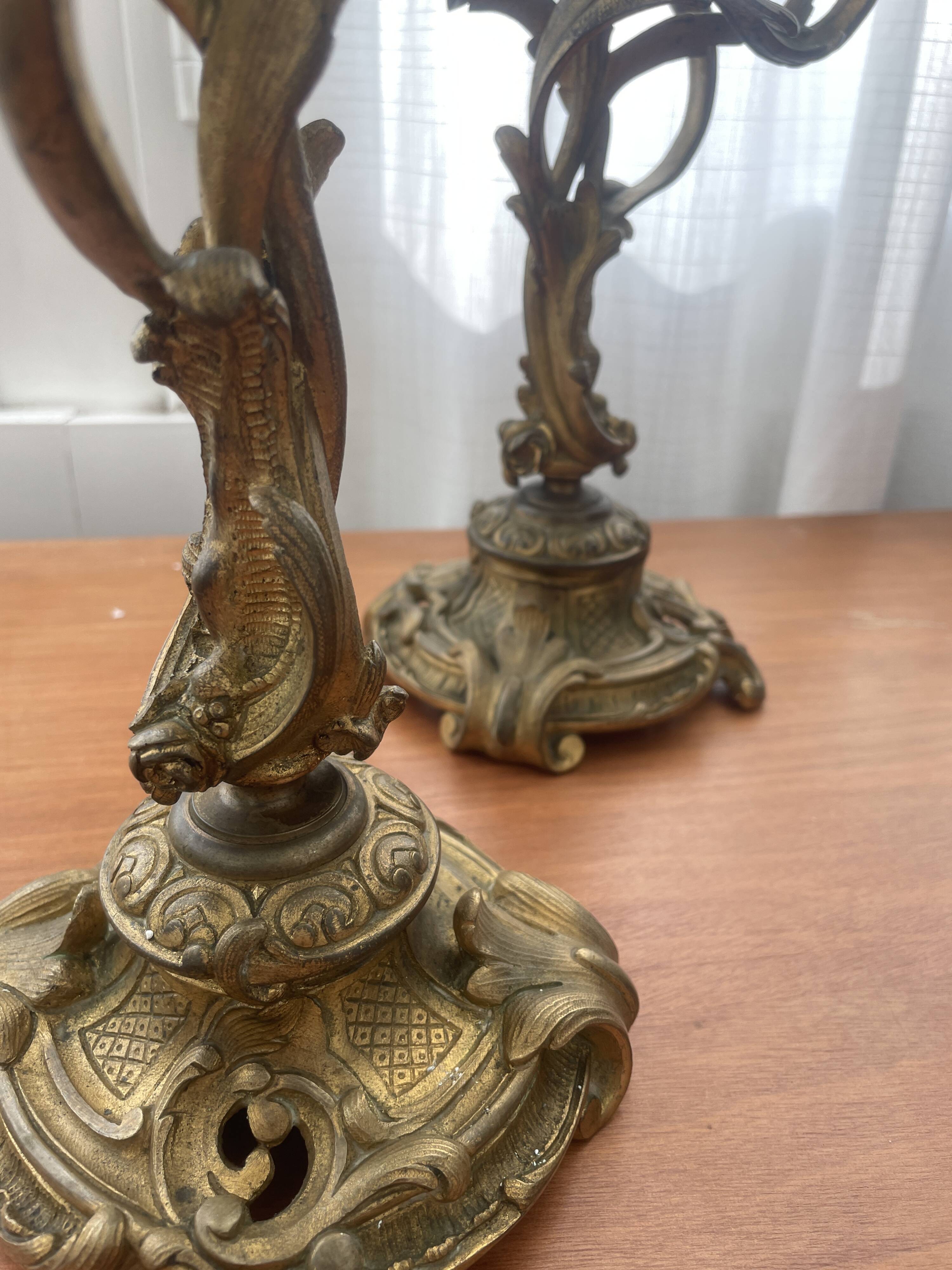 Two magnificent bronze candelabra