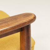 Vintage Scandinavian style yellow retro velvet armchair 1960s
