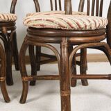 Set of 4 turned wicker chairs, vintage.