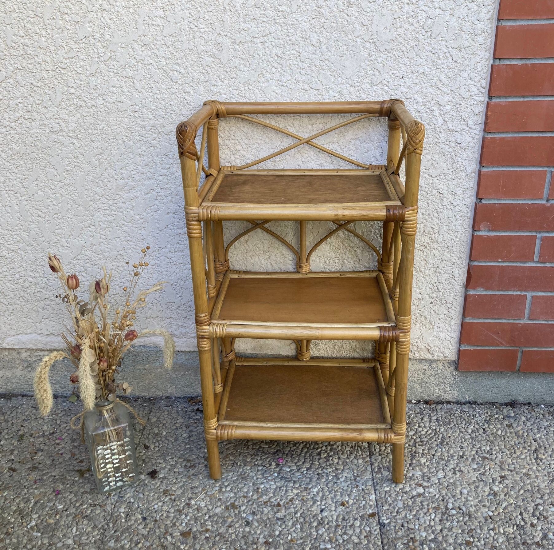 Vintage rattan shelf