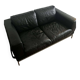 Vintage black leather 2-seater sofa - Corbusier style