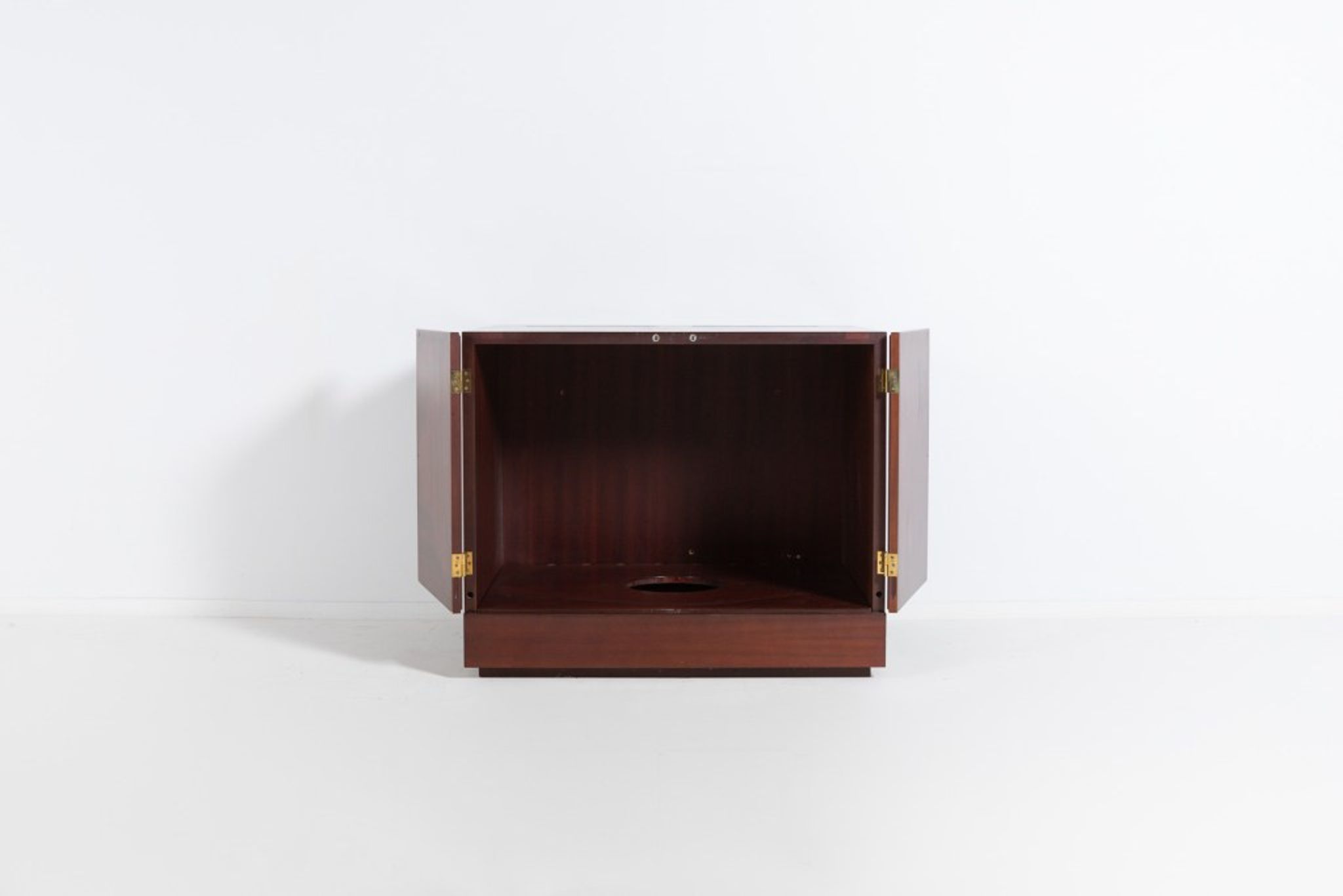 Vintage bar cabinet with brass markings