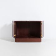 Vintage bar cabinet with brass markings