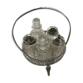 Servant oil and vinegar metal and vintage glass 1960
