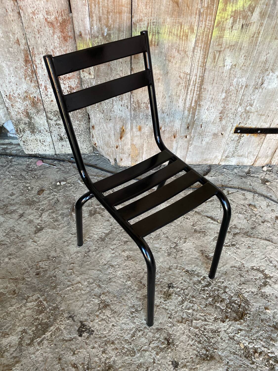 Industrial bistro chair tolix style black metal vintage