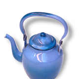 Blue enamelled kettle on ty and die!