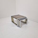 Set of 3 Modern Regency Nesting Tables by Belgo Chrom, 1980's