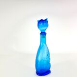 Glass cat decanter from empoli, italy