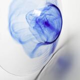 Vintage Blue Swirl Glass Fruit Bowl / Bormioli Rocco / Italy / 1990s