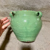 Green glazed terracotta pot