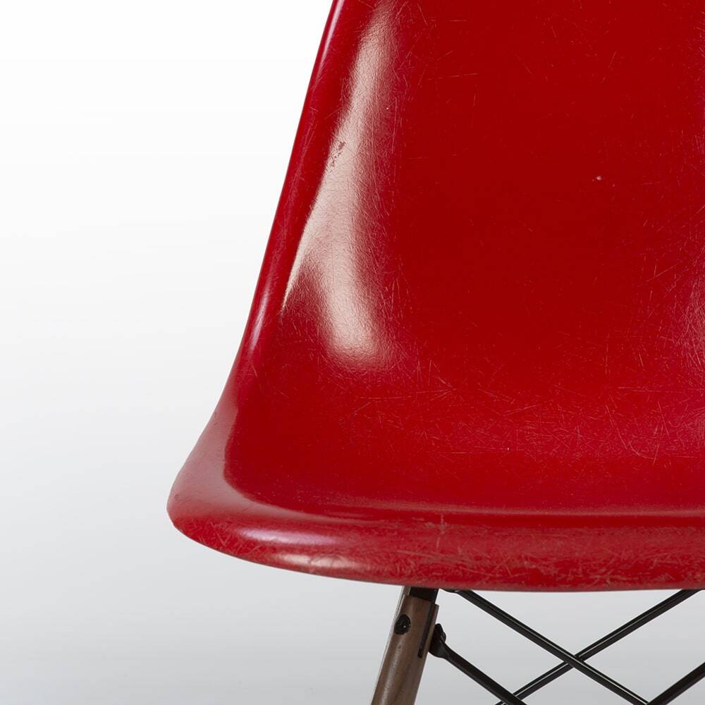 Red Herman Miller Original Eames DSW Dining Side Shell Chair