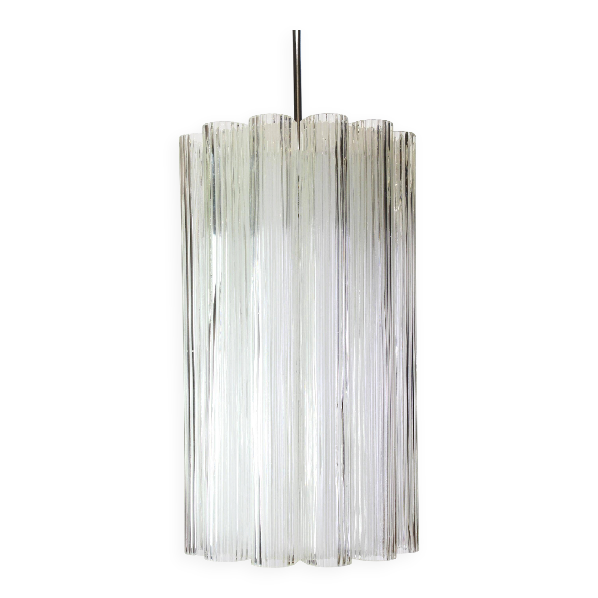 Cylindrical suspension with crystal glass by Doria, Germany, 1960s