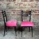 Chaises vintage en bois et velours Italie 60'S