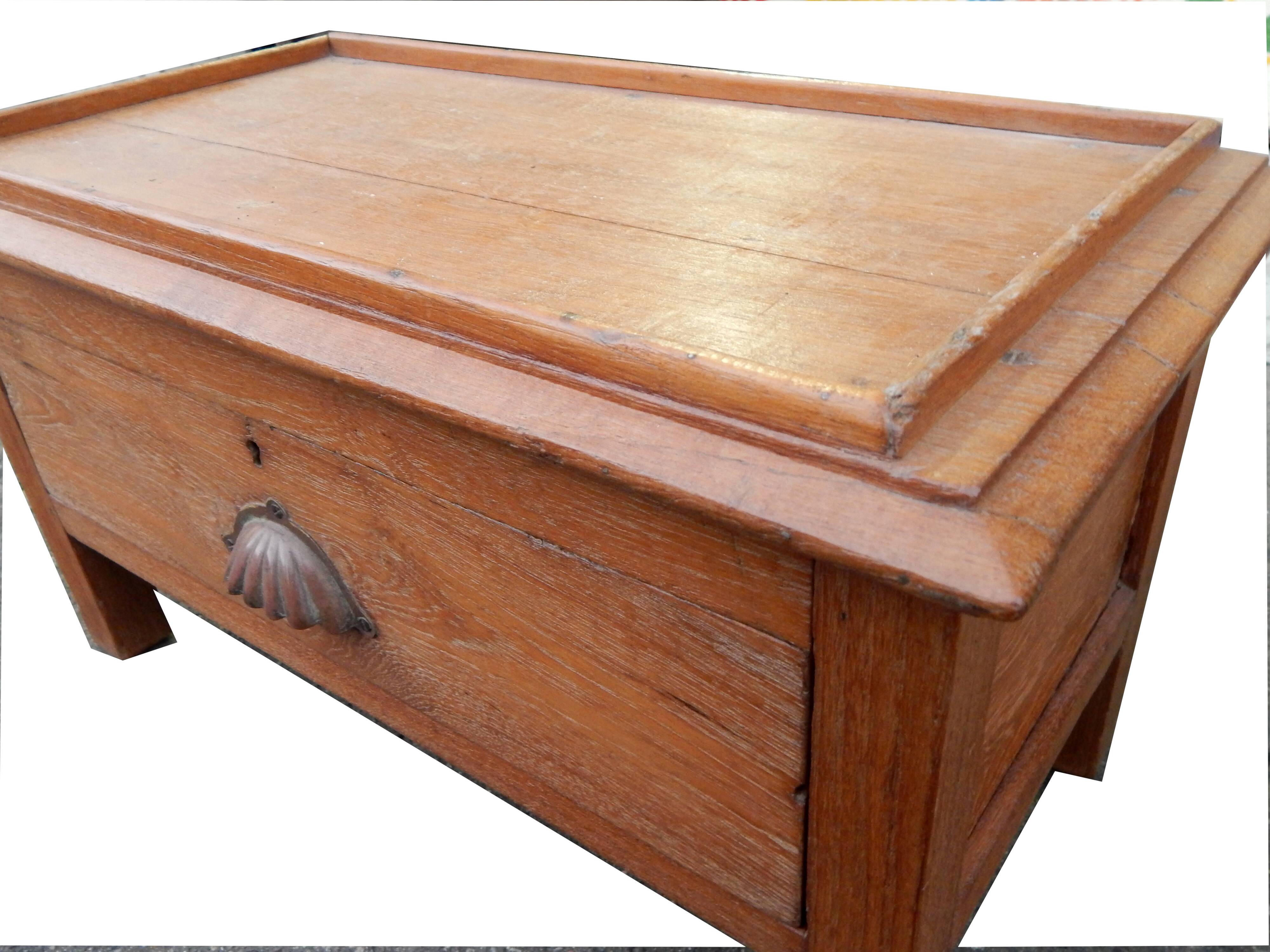 Bedside table with chest drawer on teak wood desk legs