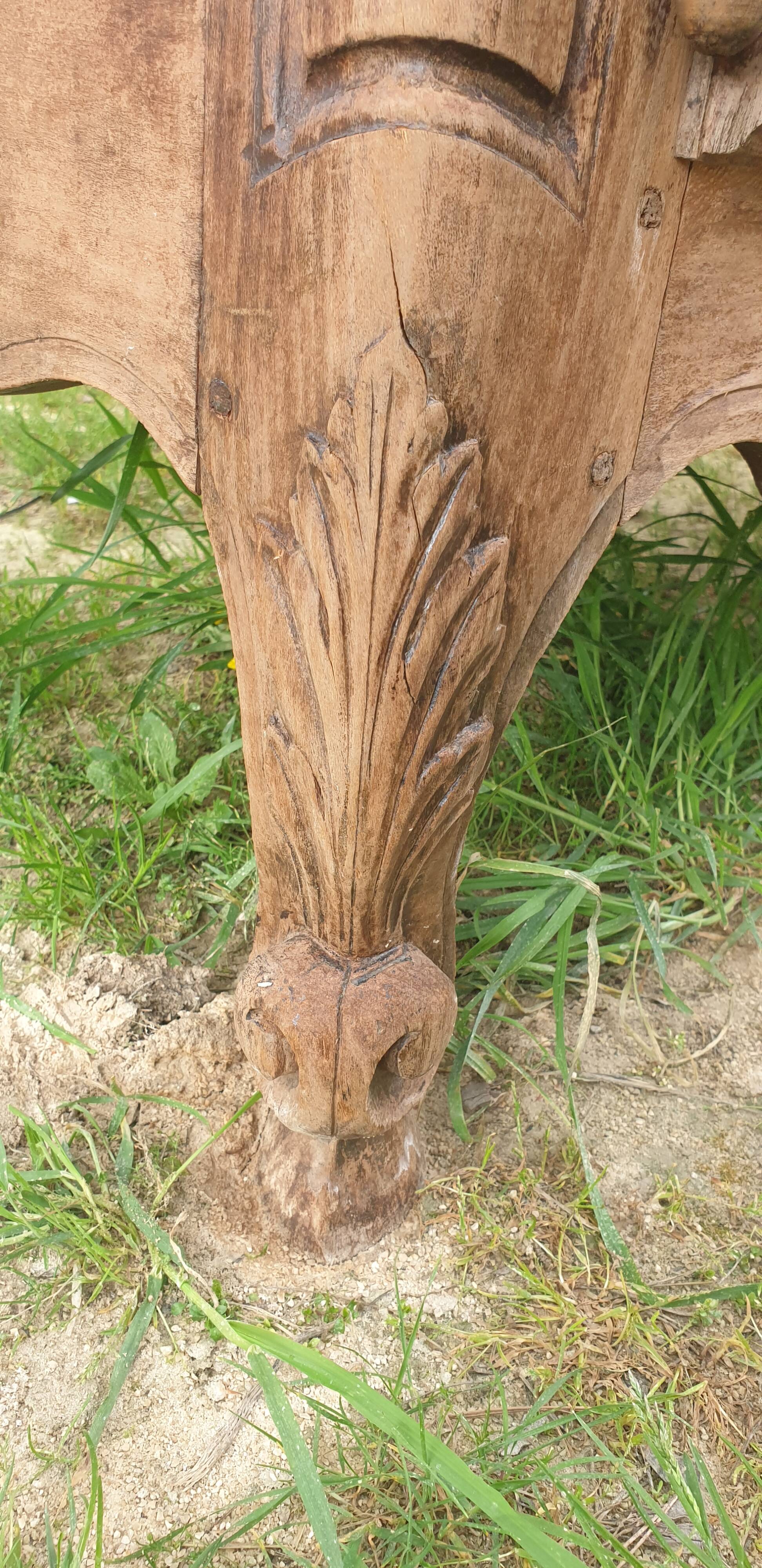 Provencal furniture in finely carved light walnut with wrought ironwork