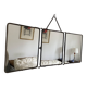 Vintage 1950s triptych barber mirror, black lizard effect, hairdresser - 27 x 67