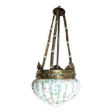 Lámpara de techo "Art Nouveau" de latón y cristal.  España, 1930s.